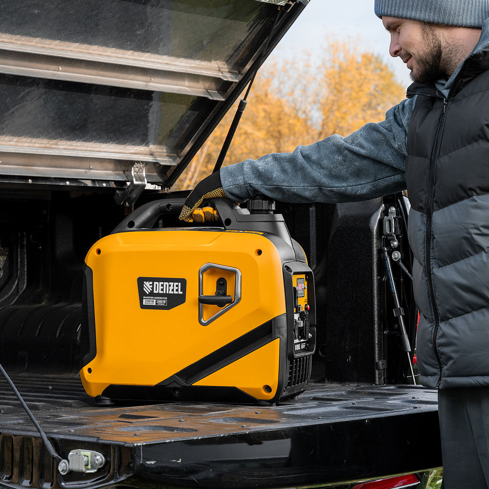 Генератор инверторный GS-2200iS, 2,2 кВт, 230 В, закрытый корпус, ручной старт DENZEL (94713)