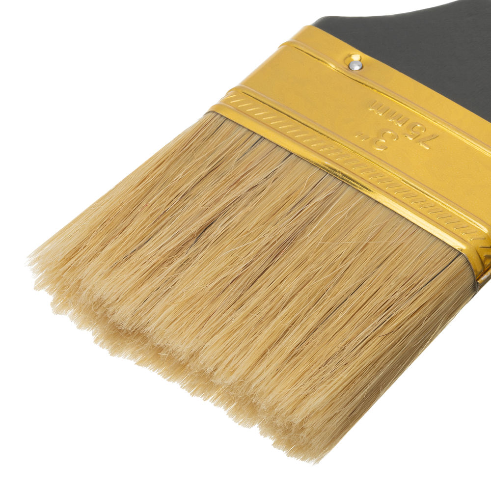 Кисть плоская Профи 3, натуральная щетина, деревянная ручка MTX (83154)