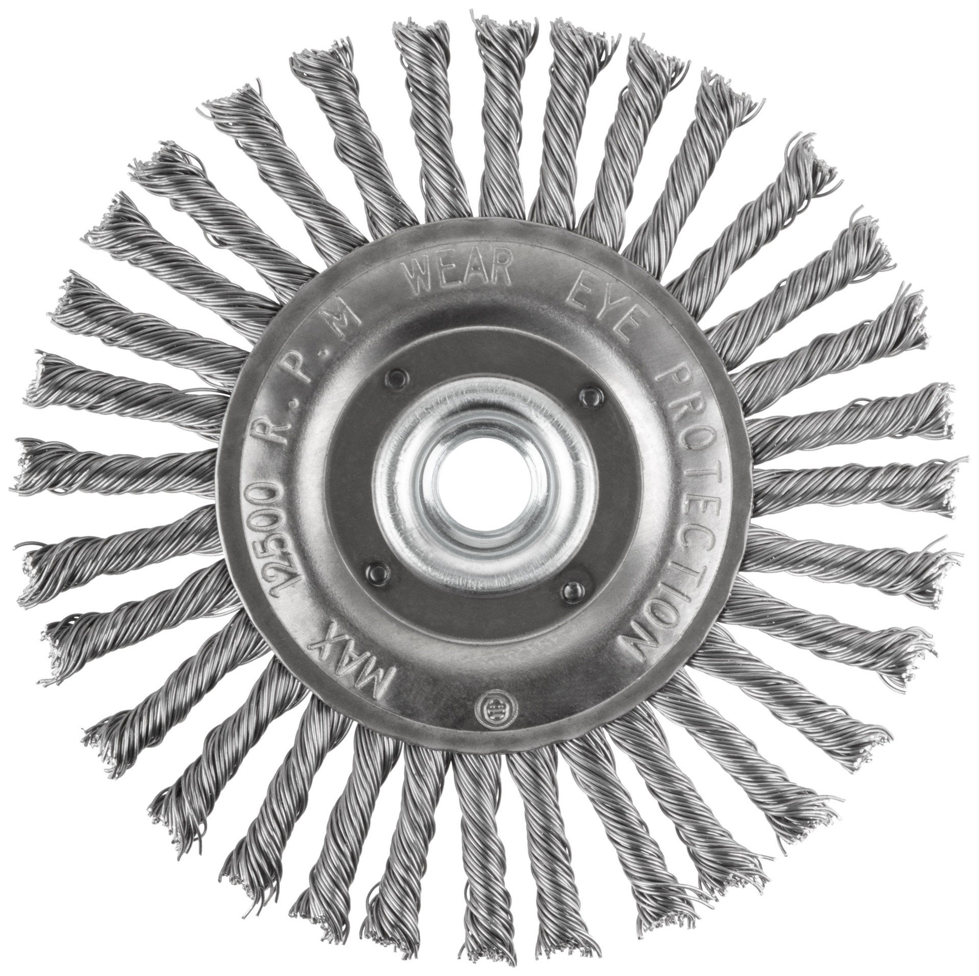 Корщетка-колесо, гайка М14, стальная витая проволока 125 мм (39028)
