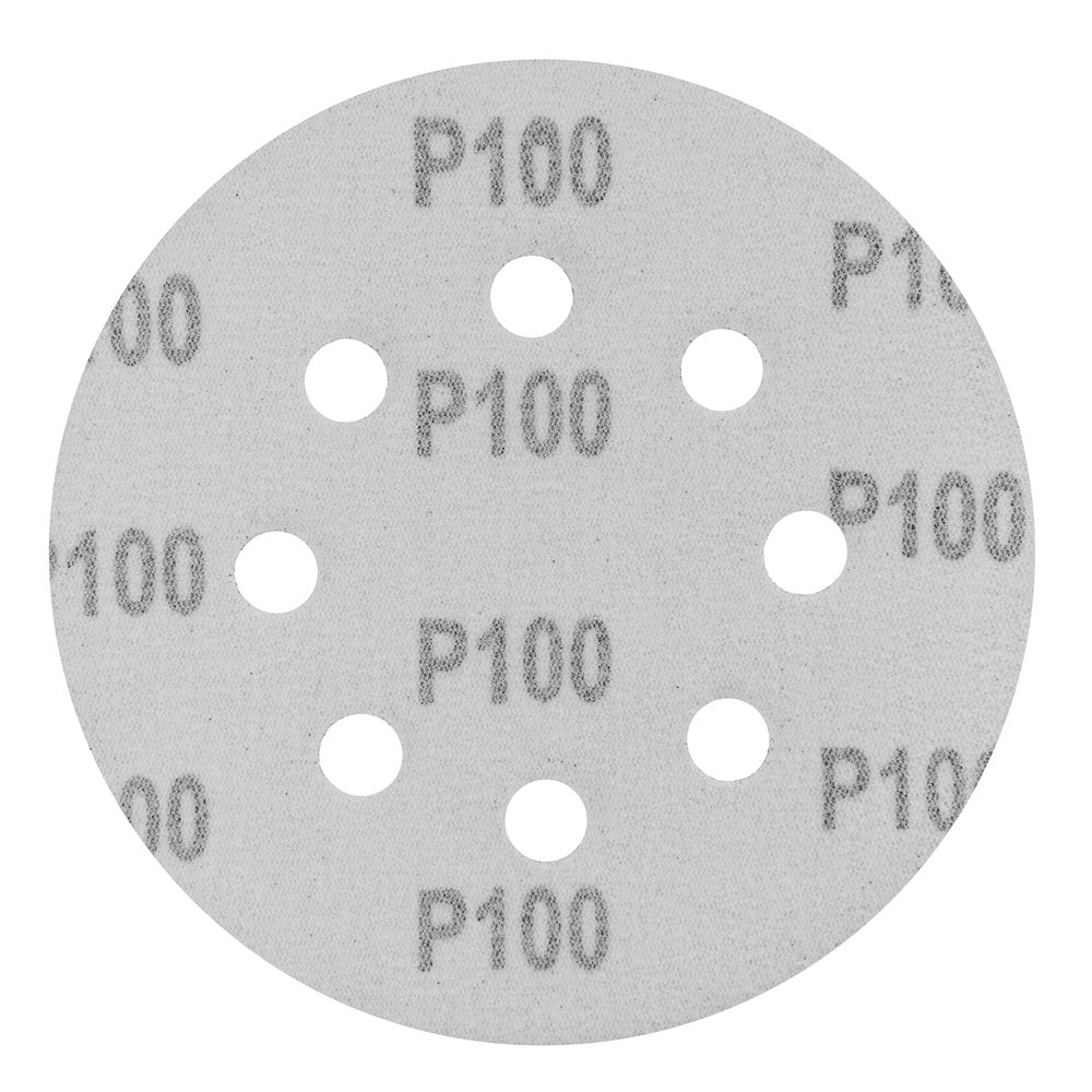 Круг абразивный на ворсовой подложке под липучку, перфорированный, P 100, 125 мм, 5 шт Сибртех (738057)