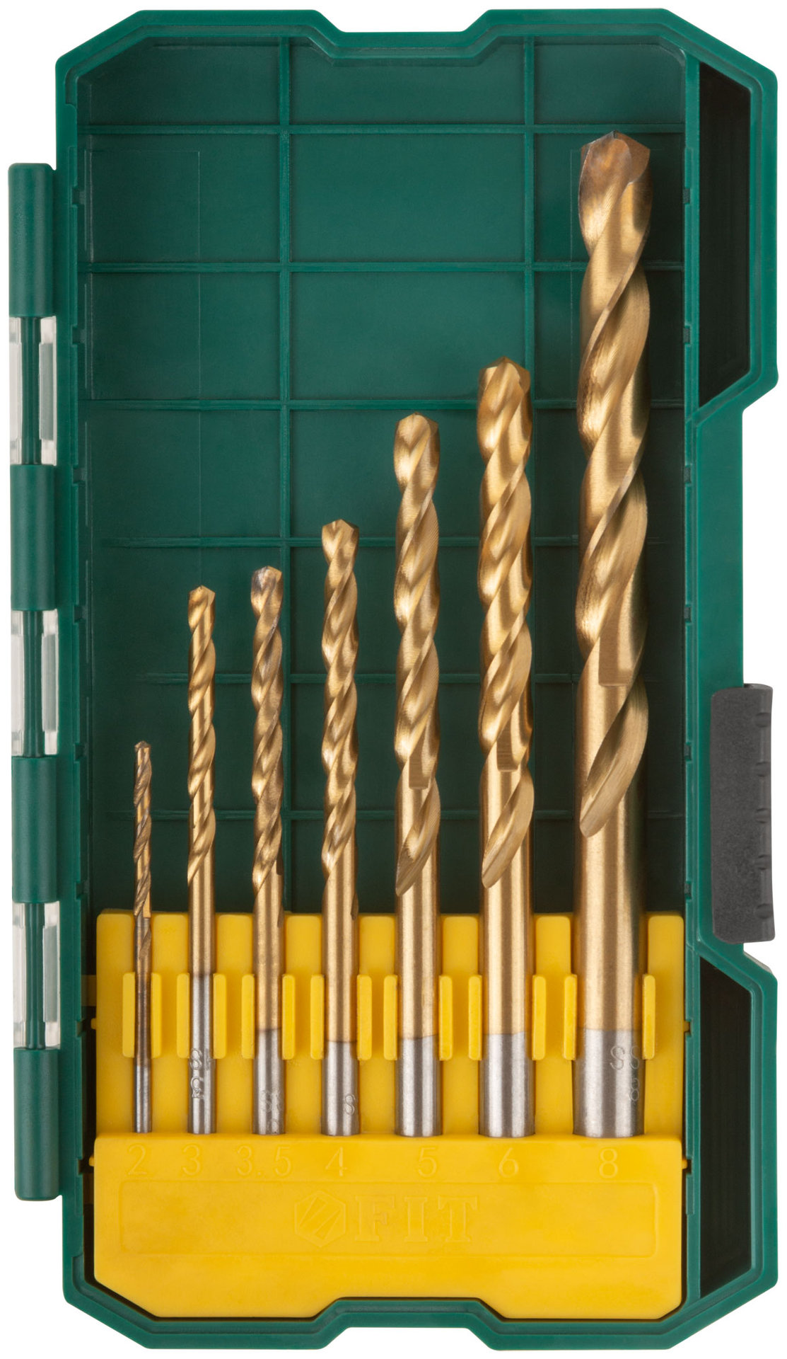 Набор сверл HSS по металлу, титановое покрытие, 7 шт. (2-3-3,5-4-5-6-8 мм) (34215)