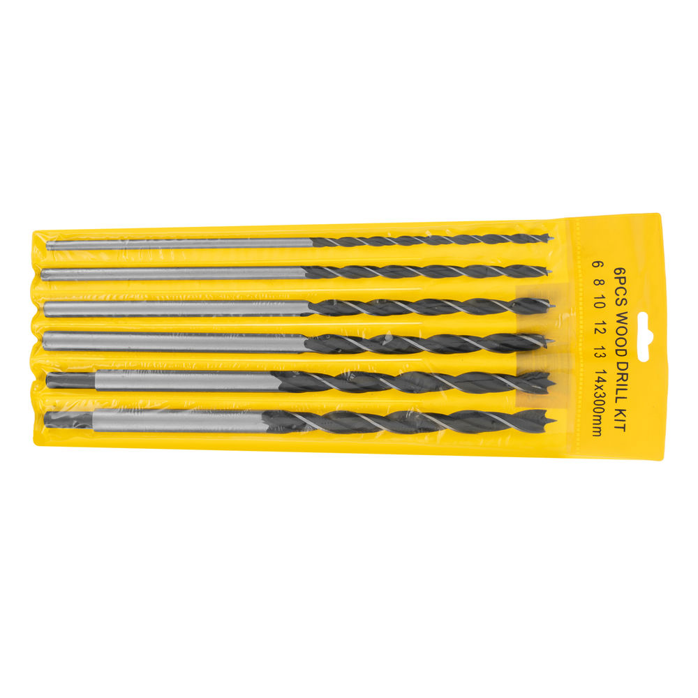 Набор сверл по дереву, 6-8-10-12-13-14 мм, L 300 мм, 6 шт, цилиндрический хвостовик Sparta (702305)