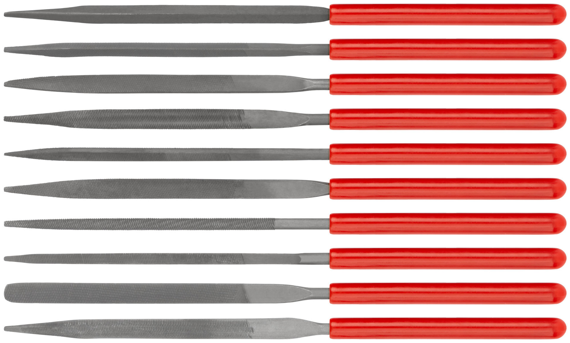 Надфили узкие, ПВХ ручка 3х140/60 мм, 10 шт. (42170)