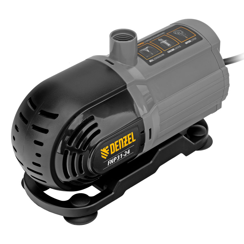 Насос фонтанный FNP31-24, 31 Вт, подъем 2,4 м, 1500 л/ч, колокольчик/2 каскада/гейзер Denzel (99031)