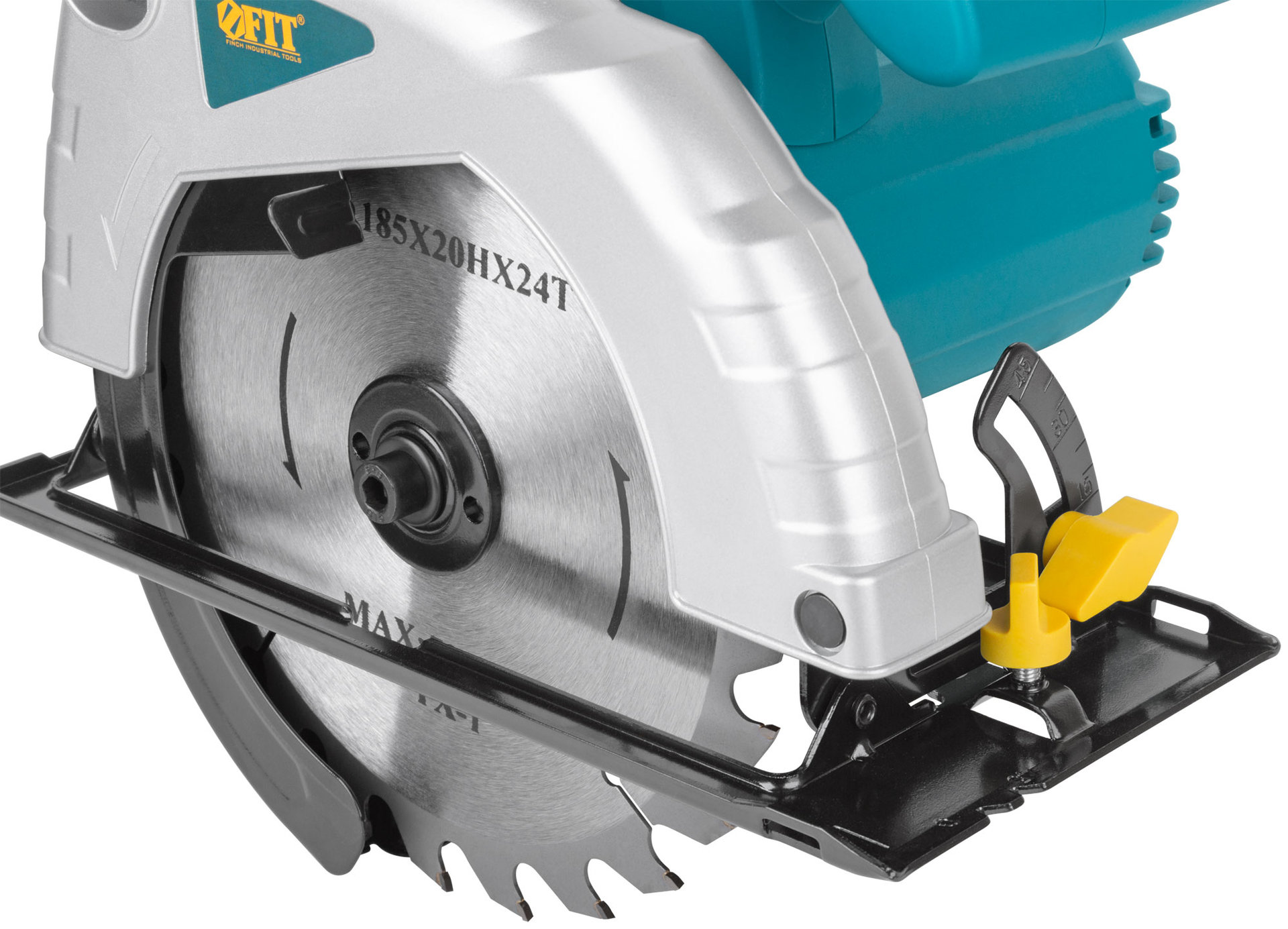 Пила дисковая 1200 Вт; 4500 об/мин; 185/20 мм; 3,0 кг; жел. опора; рез. накл.; коробка (80403)