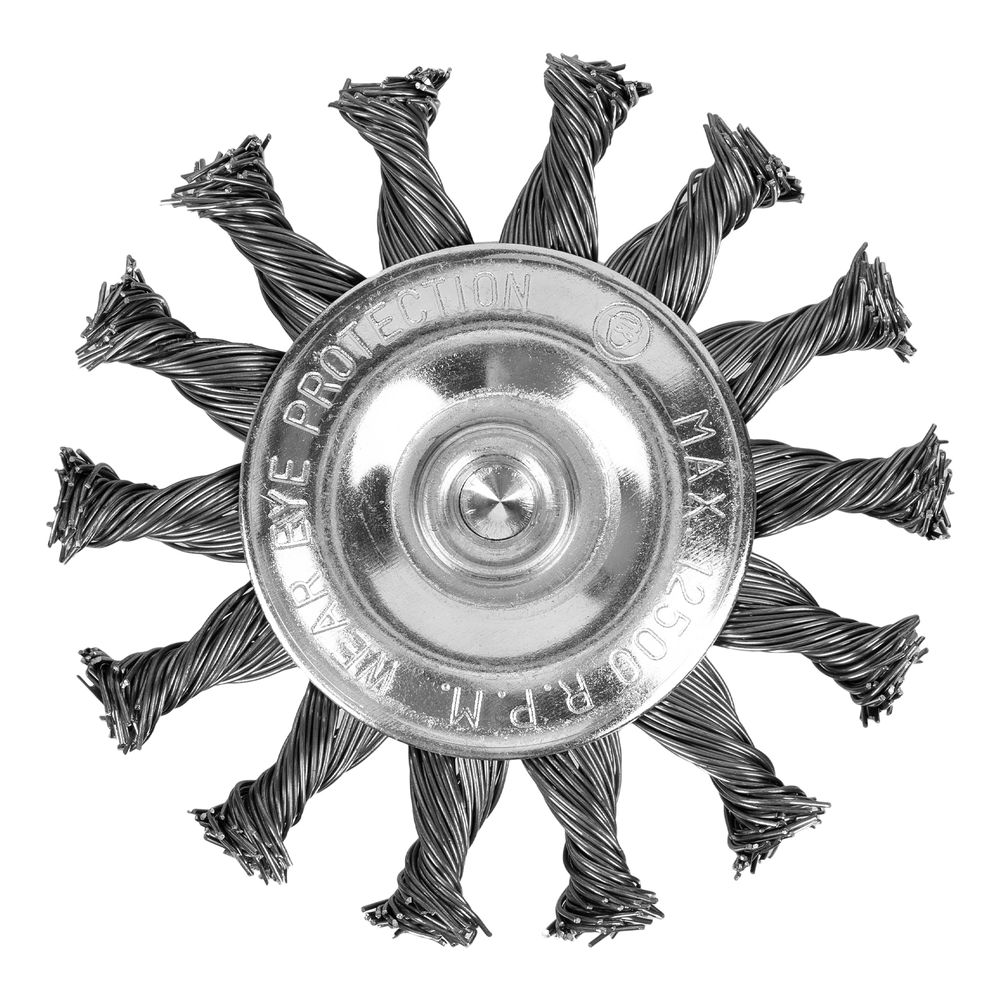 Щетка для дрели, 75 мм, плоская со шпилькой, крученая металлическая проволока Matrix (74430)