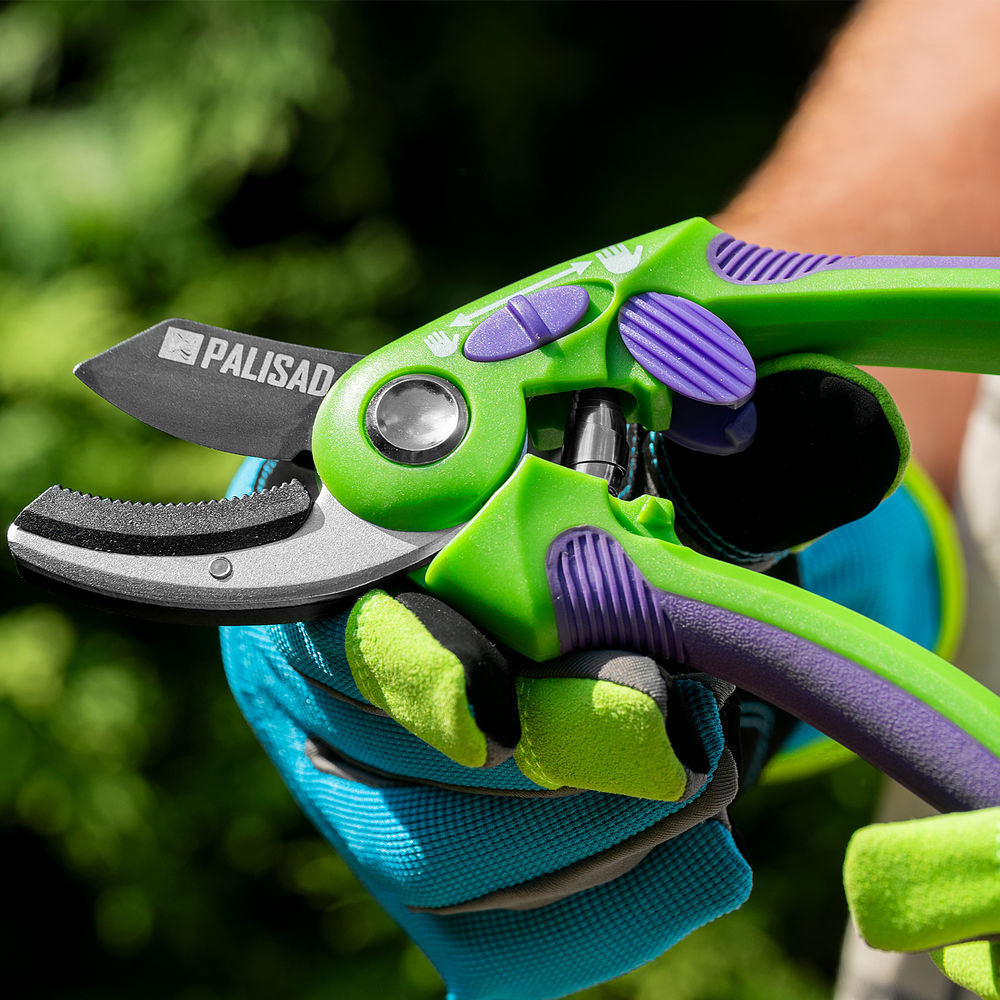 Секатор с наковальней, 215 мм, регулировка захвата, двухкомпонентные рукоятки, Palisad (60486)