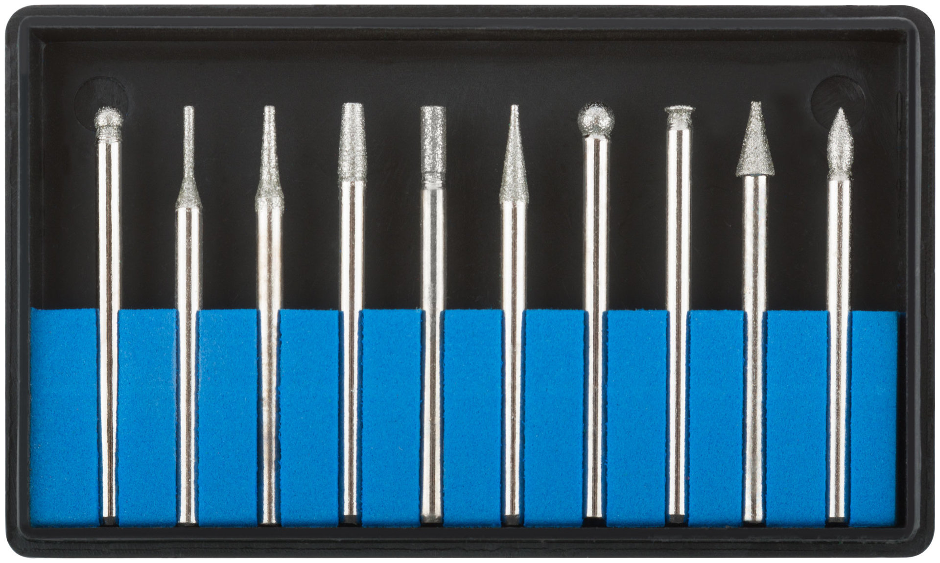 Шарошки, усиленная сталь с алмазным напылением, штифт диам. 3 мм, 10 шт. (36479М)