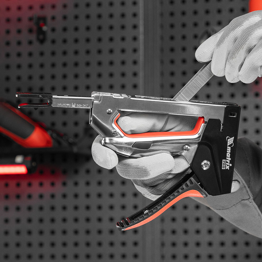 Степлер мебельный, стальной, быстрая загрузка, тип скобы 53, 6-10 мм, PRO Matrix (40916)