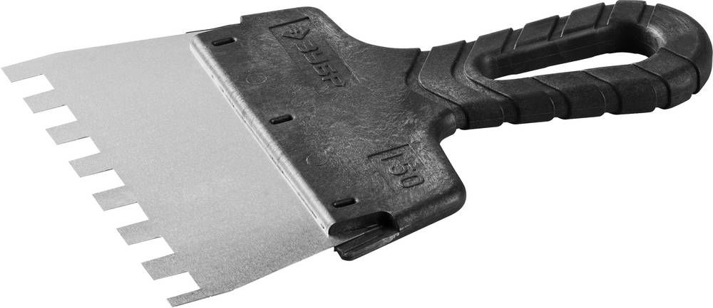 Шпатель фасадный нержавеющий 150 мм зуб 10?10 мм пластиковая ручка ЗУБР 10078-15-10