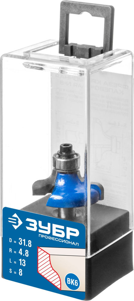 Фреза кромочная калевочная №8 31.8?14 мм радиус 4.8 мм ЗУБР Профессионал 28710-31.8