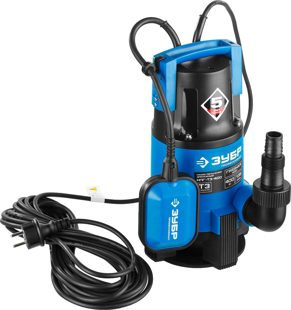 Насос дренажный для грязной воды 400 Вт ЗУБР Профессионал НПГ-Т3-400