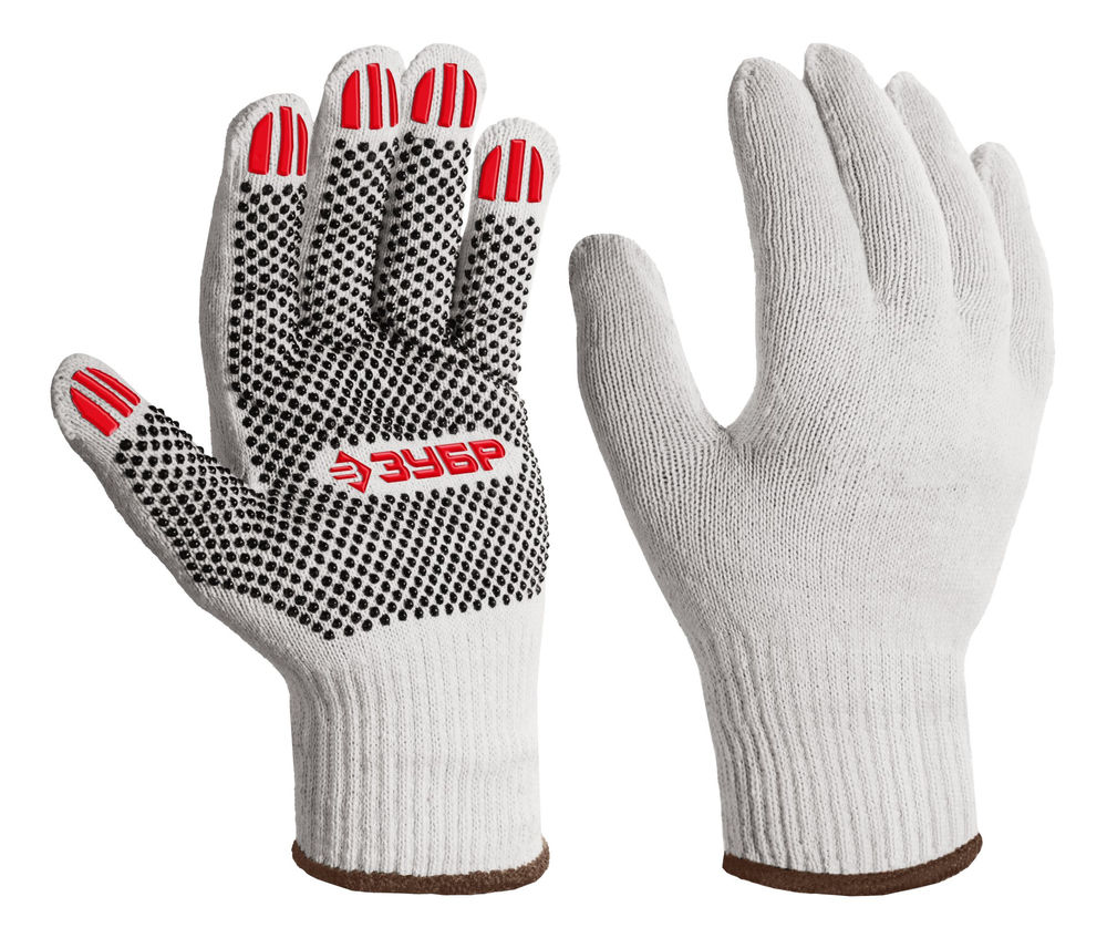 Перчатки х/б ОПТИМА, XL (10), с ПВХ покрытием (точка), 10 класс ЗУБР 11440-XL