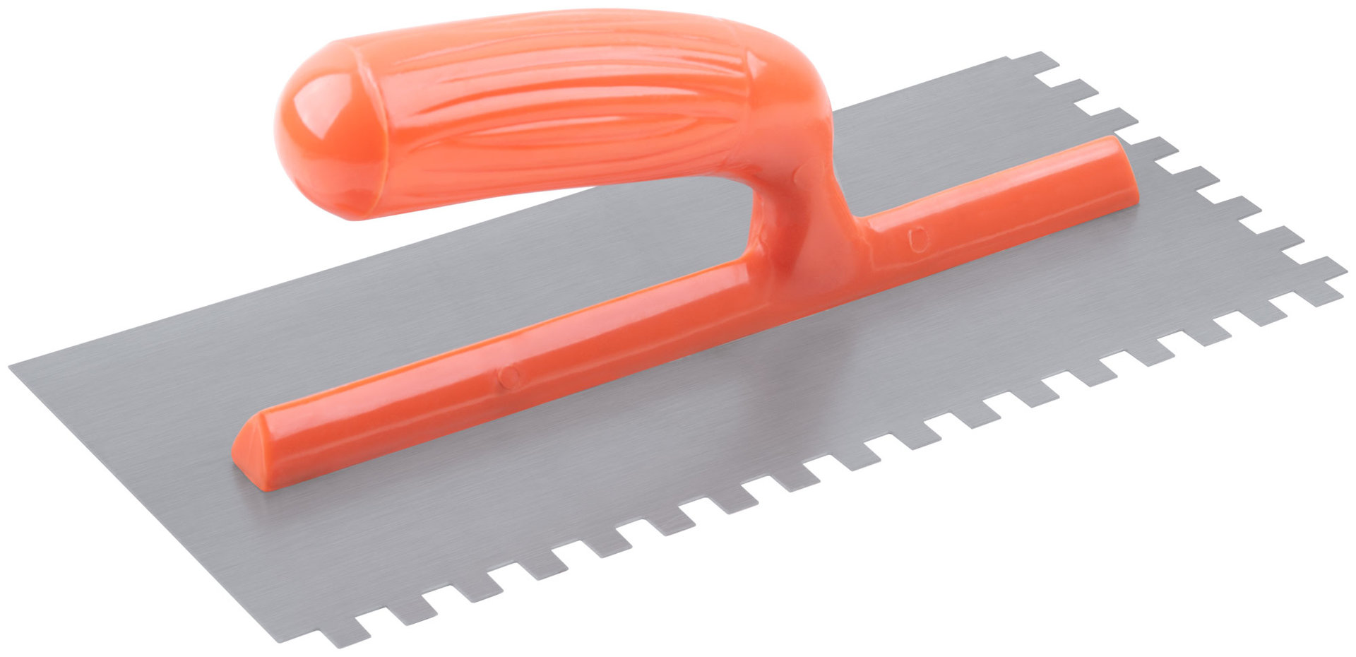 Гладилка стальная с пластиковой ручкой, 280х130 мм зубчатая, зуб 8х8 мм (05138)