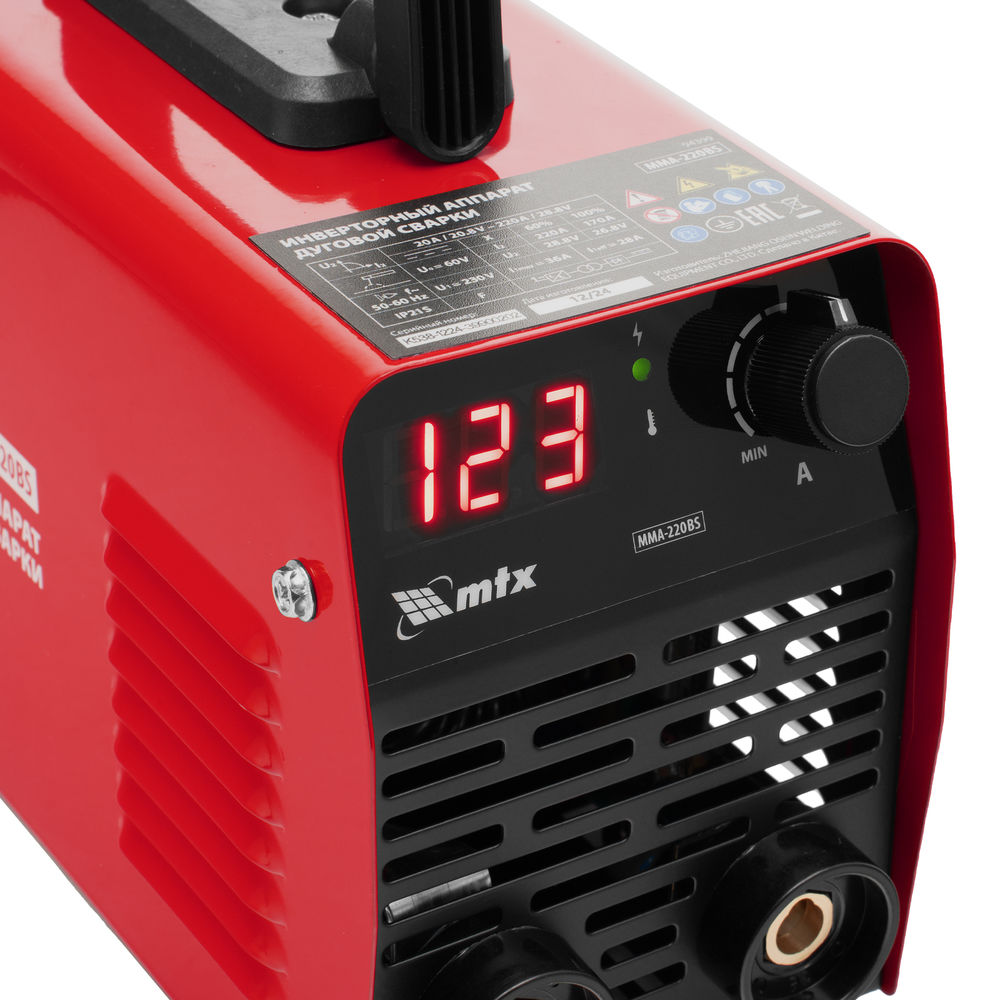 Инверторный аппарат дуговой сварки MMA-220BS, 220 А, ПВ 60% MTX (94399)