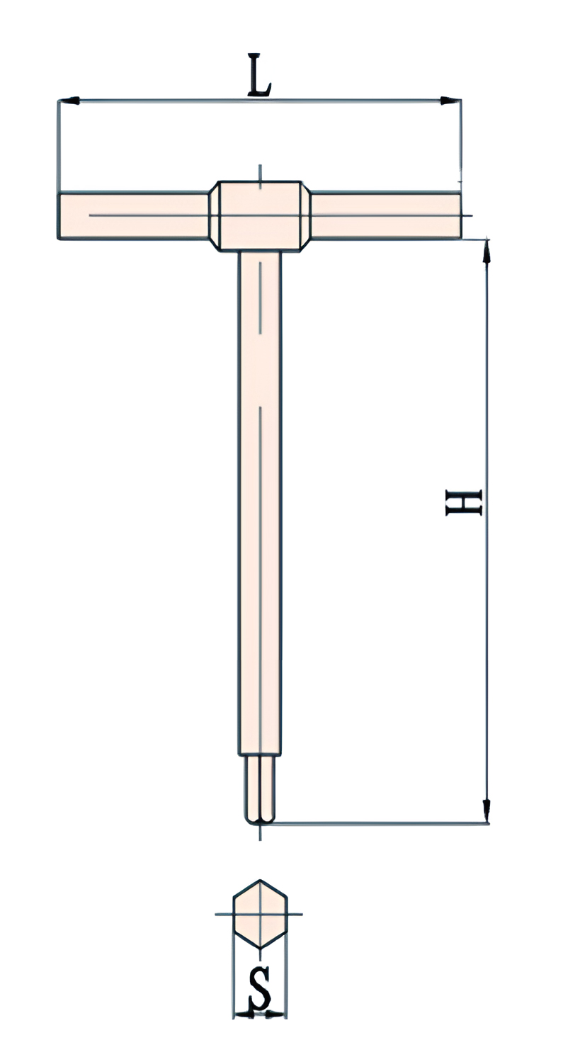 Ключ шестигранный с Т-образной рукояткой 3*90*100 искробезопасный сплав AlCu 167C-3, HORTZ