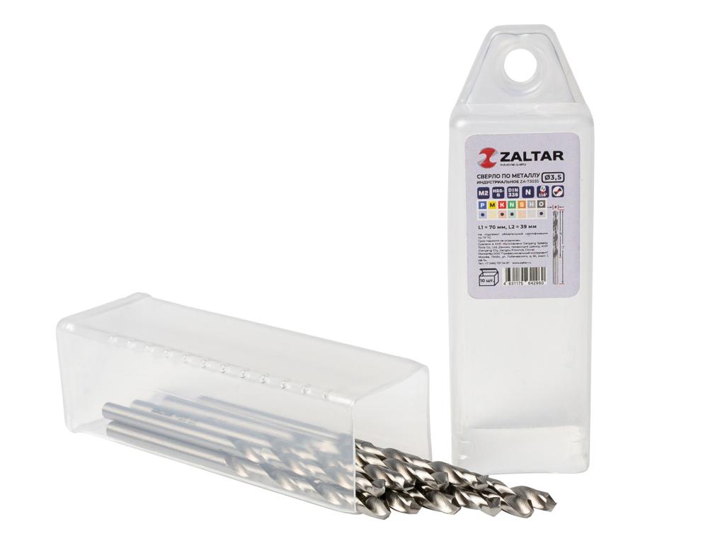 Комплект свёрл по металлу индустриальных, 10 шт, DIN 338, HSS-G, Тип N, 5xD, O3.50 мм (ZA-73035-S10)