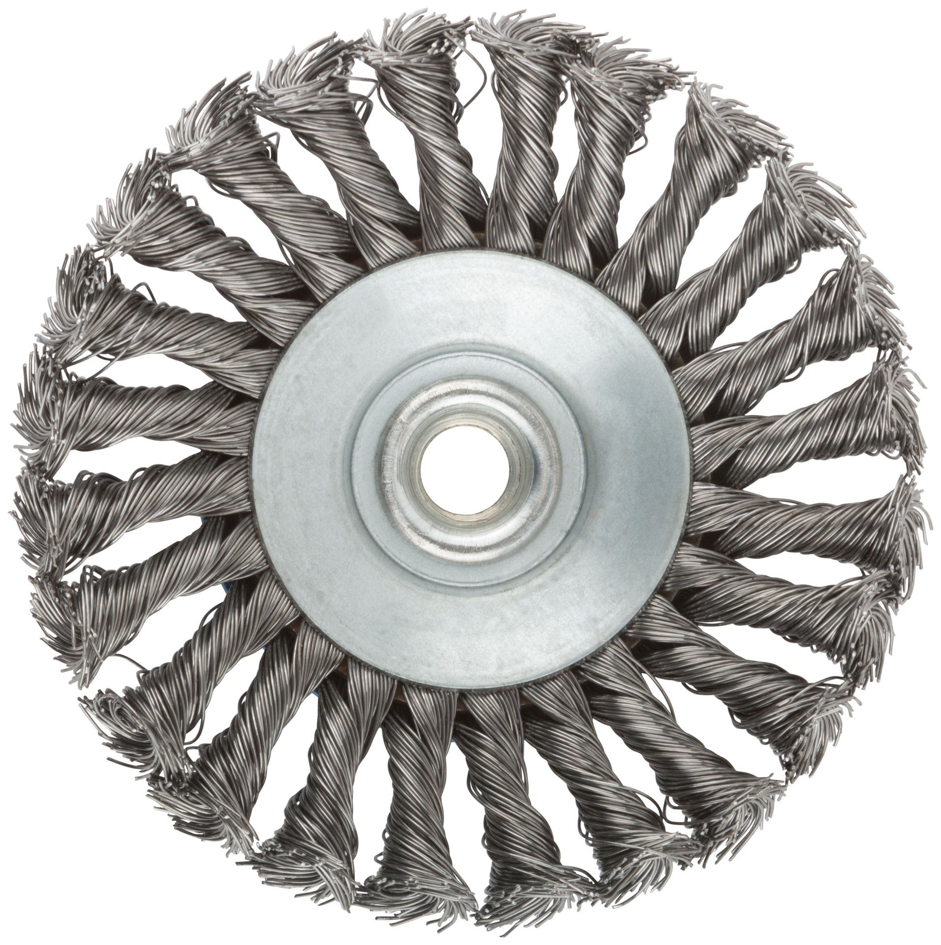 Корщетка, тип колесо с наклоном, гайка М14, стальная витая проволока 125 мм (38938М)