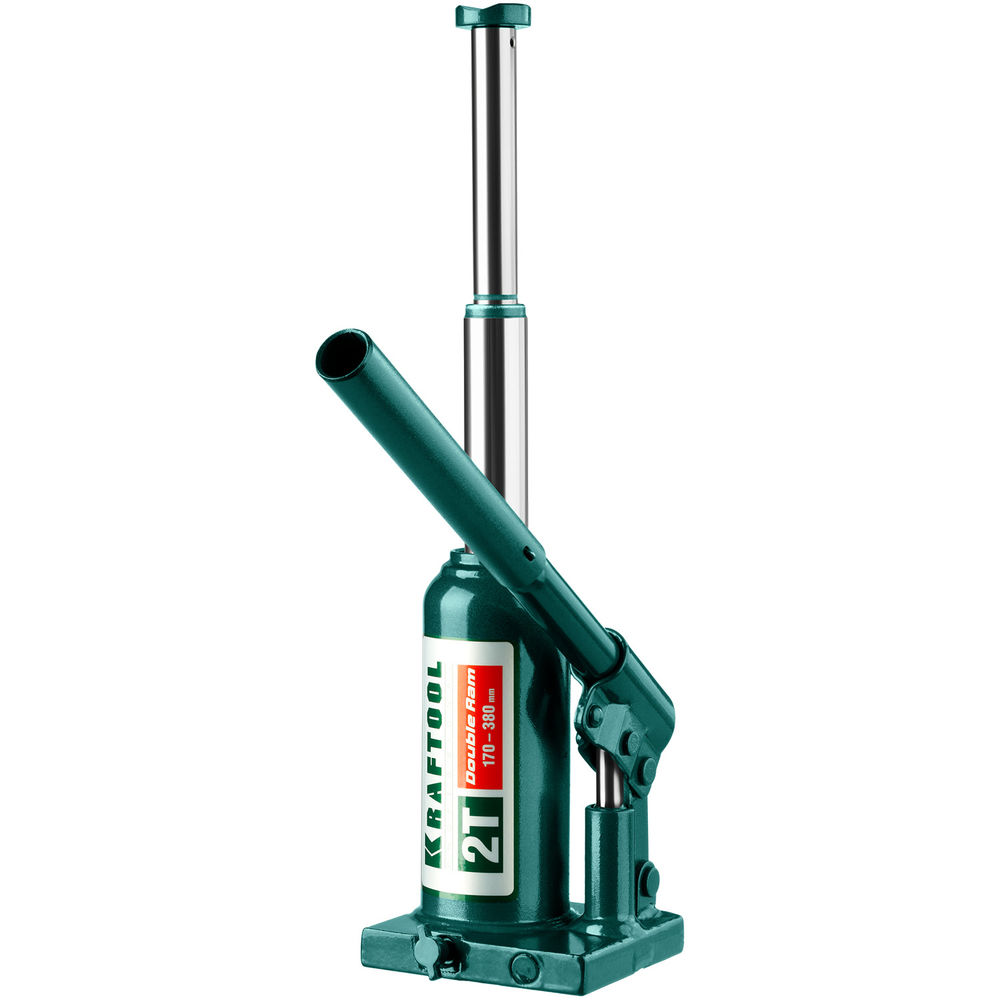 Домкрат бутылочный двухштоковый 2 т, 170 - 380 мм с увеличенным подъемом DOUBLE RAM KRAFTOOL 43463-2