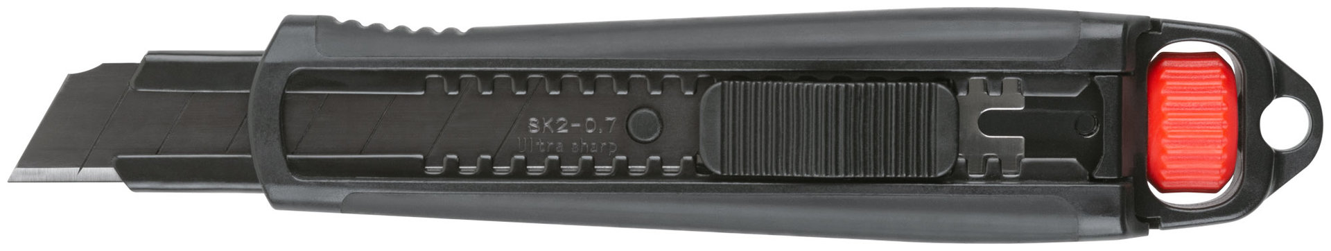 Нож технический 18 мм усиленный прорезиненный, дополнит. пластиковый прижим, черный, Профи (10322)