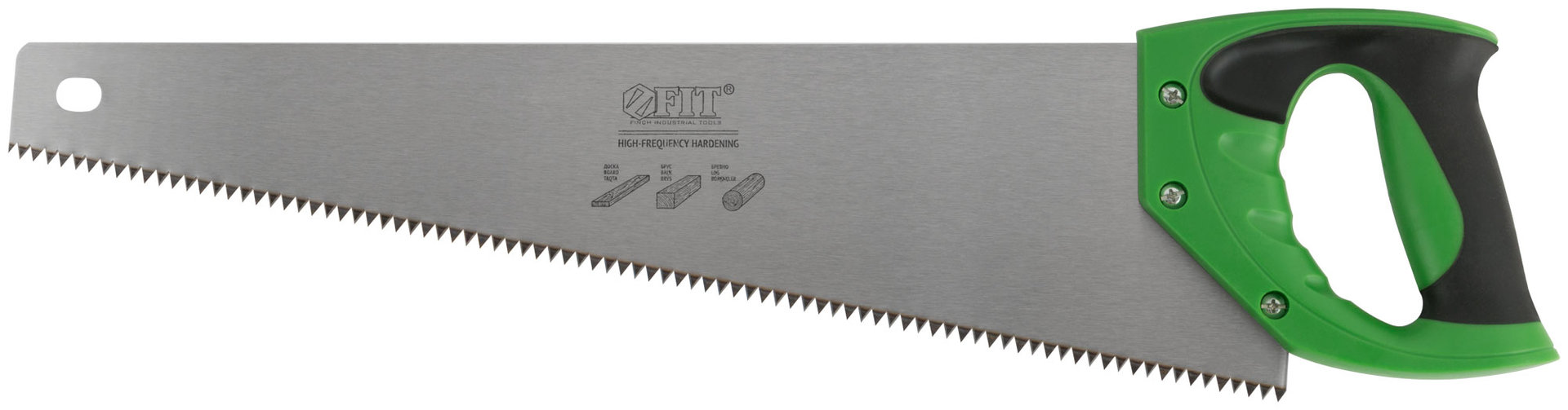 Ножовка по дереву, крупный каленый зуб 5 TPI, 2D заточка, пластиковая прорезиненная ручка 450 мм (40422)