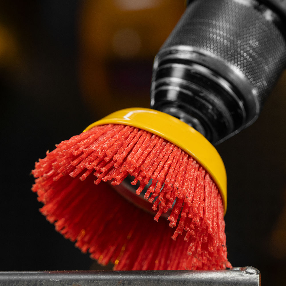 Щетка для дрели, 75 мм, Чашка, со шпилькой, нейлоновая щетина Denzel (74436)