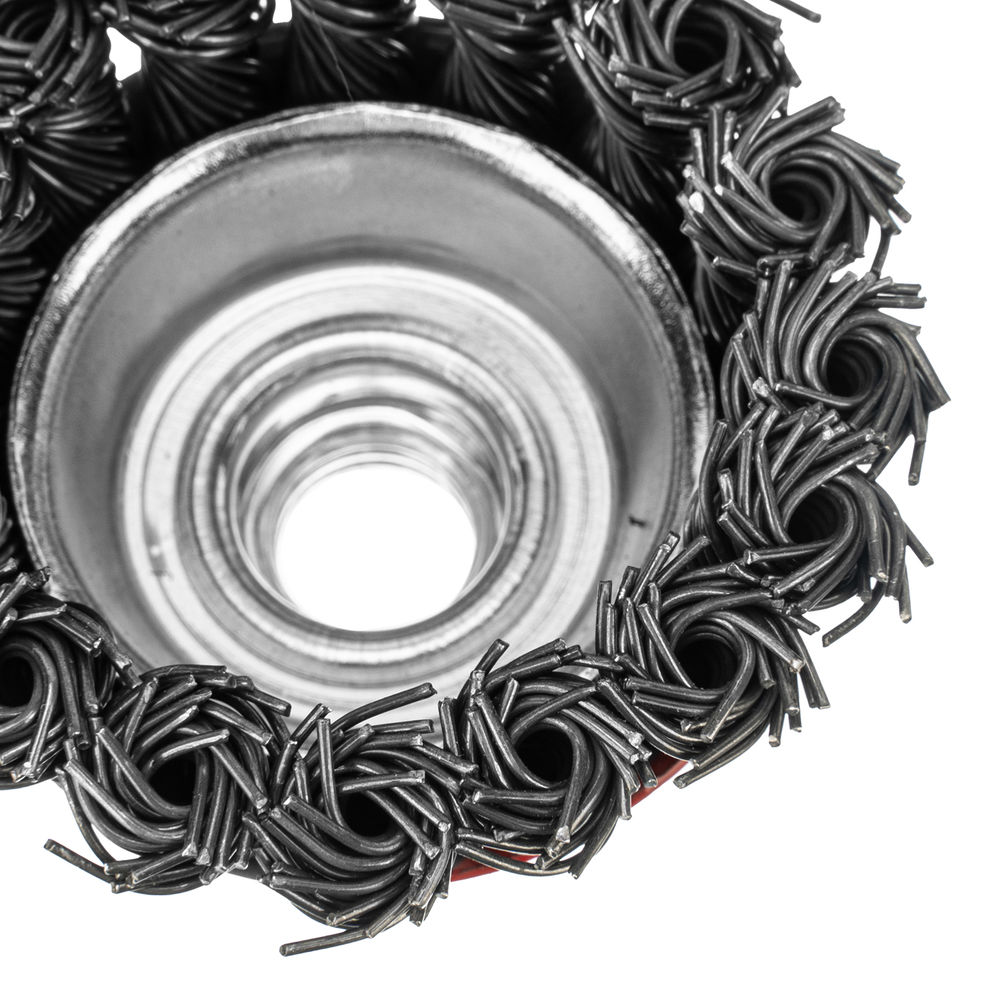 Щетка для УШМ, 65 мм, М14, чашка, крученая проволока 0.8 мм Matrix (74621)