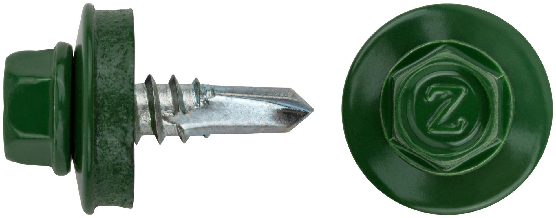 Шурупы кровельные со сверлом 5,5 х 19 зеленый 100шт , RAL 6002 Фасовка (23571-0)