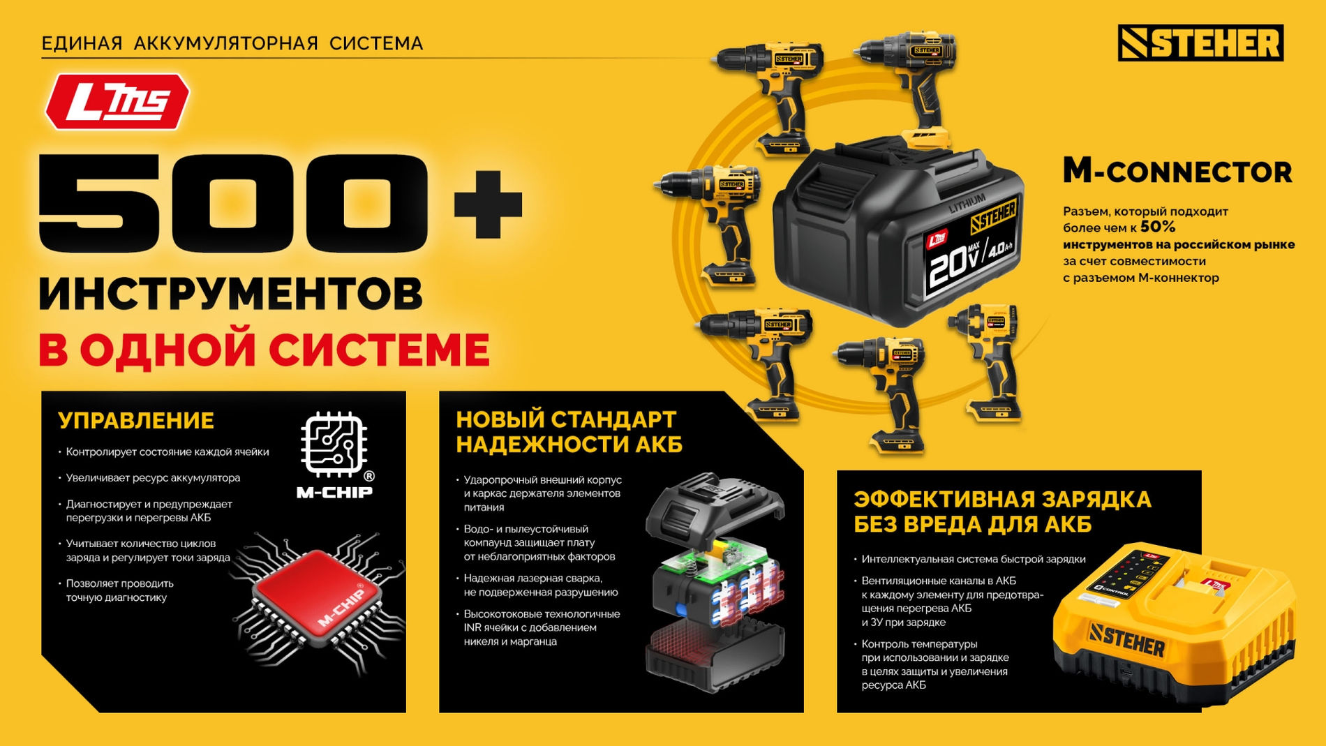 STEHER 20 В, 200 мм шина, без АКБ (LMS), мини-пила цепная аккумуляторная (MCS-2020)