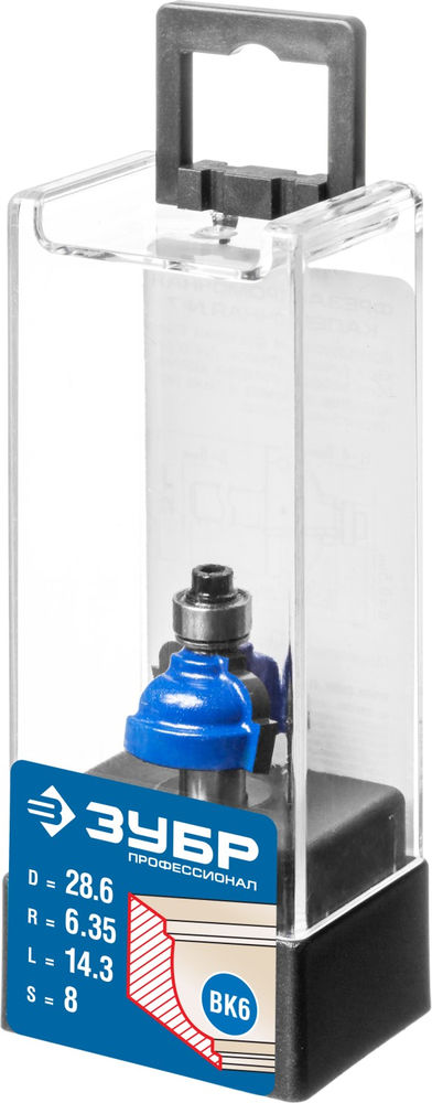Фреза кромочная калевочная №7 28.6?16 мм радиус 6.3 мм ЗУБР Профессионал 28709-28.6