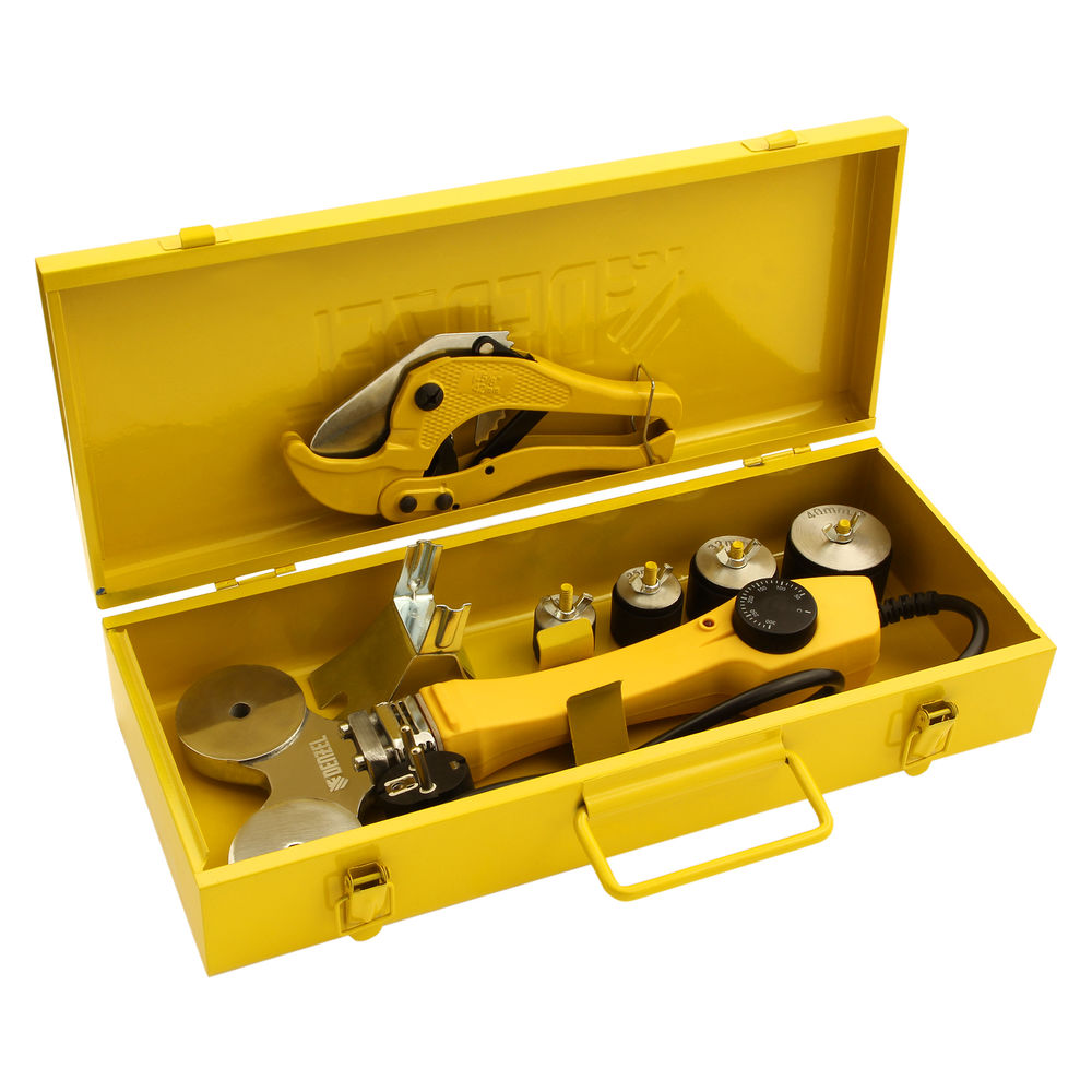 Аппарат для сварки пластиковых труб DWP-750, 750 Вт, 0-300 град, 4 насадки, 20-40 мм Denzel (94203)