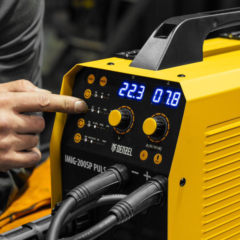 Аппарат инвертор. полуавтомат. cварки IMIG-200SP Pulse, 200 А, ПВ 60%, катушка 5 кг// Denzel (94362)