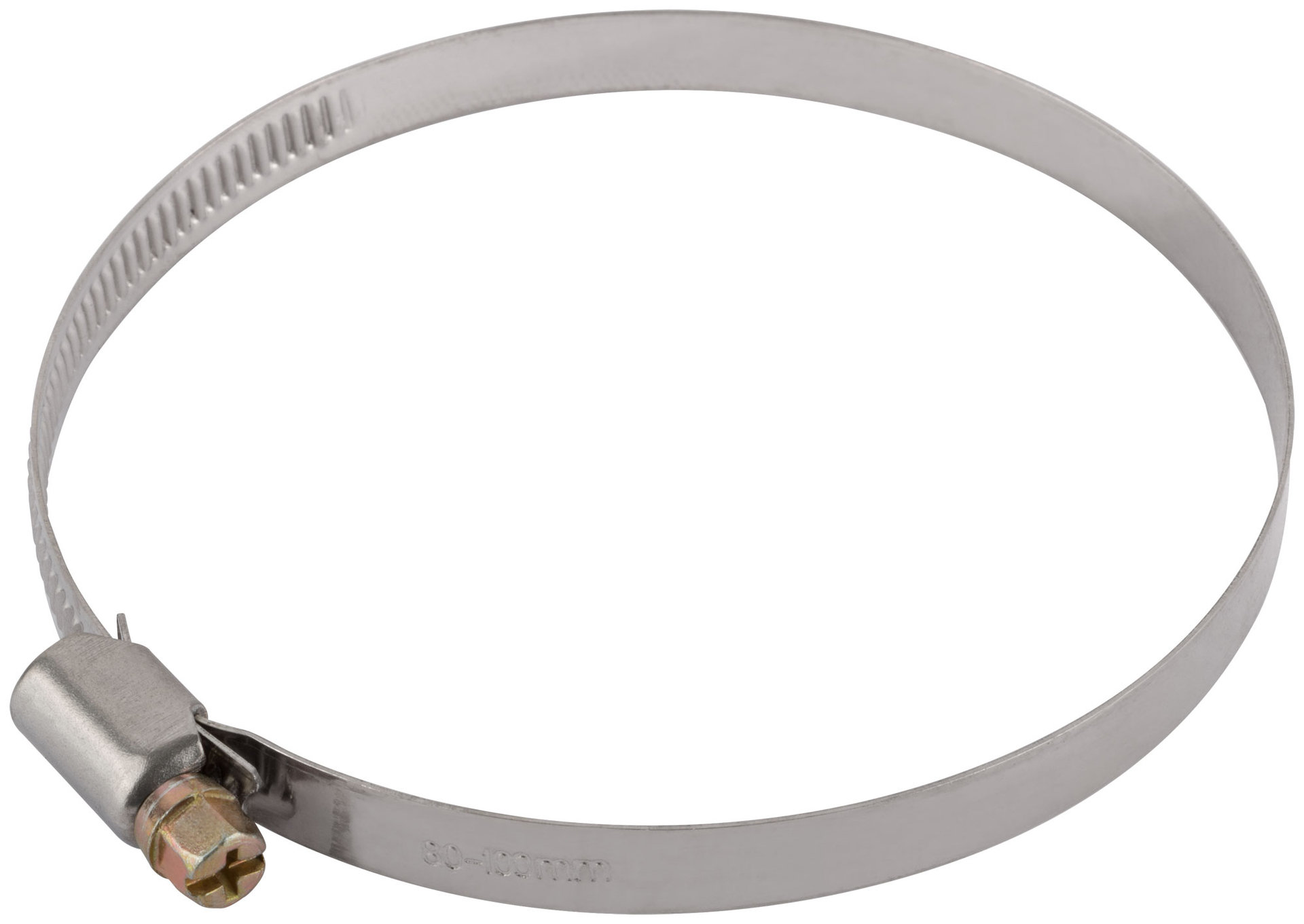 Хомут обжимной (нержавеющая сталь со сваркой) 80-100 мм (64289)