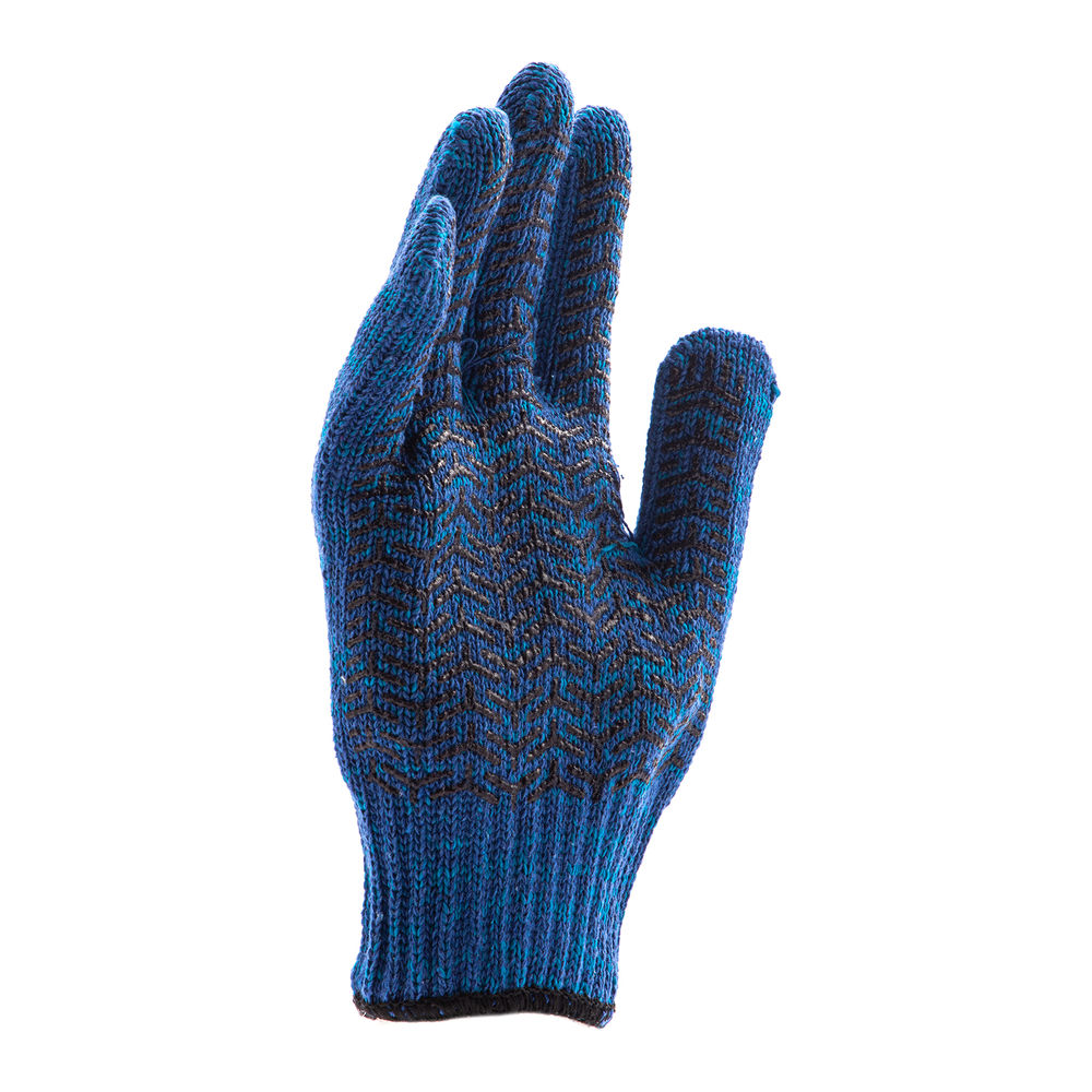 Перчатки трикотажные усиленные, гелевое ПВХ-покрытие, 7 класс, синие Сибртех (68183)