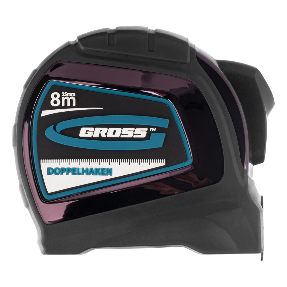 Рулетка Doppelhaken,8 м x 25 мм,двухсторонний зацеп,Нейлон,двусторонняя шкала,автоматическая фиксация Gross