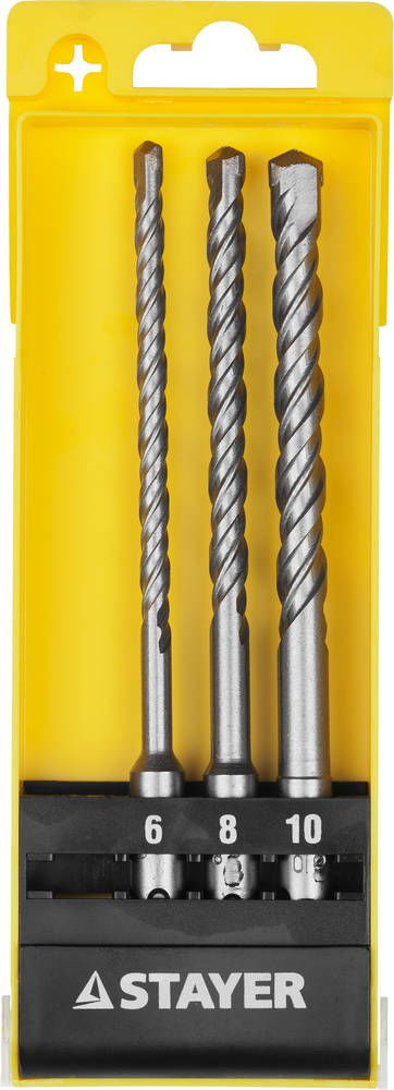 Буры SDS-plus набор 3 шт: 6 x 160, 8 x 160, 10 x 160 мм STAYER 29250-H3