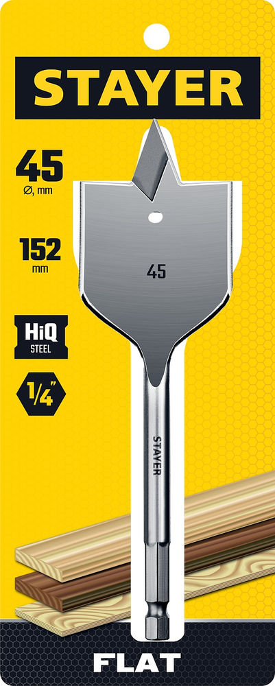 Сверло перовое по дереву Flat, 45 x 152 мм STAYER 2950-45_z01