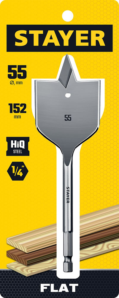 Сверло перовое по дереву Flat, 55 x 152 мм STAYER 2950-55_z01