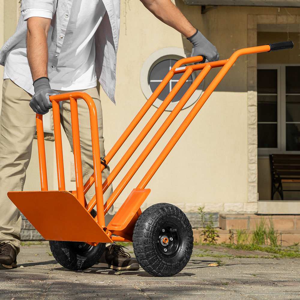 Тележка ручная 2-х колесная, усиленная, г/п 250кг, откидная платформа 530х400мм Сибртех