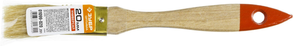 Кисть плоская 20 мм, светлая щетина, деревянная ручка ЗУБР УНИВЕРСАЛ 01099-020_z01