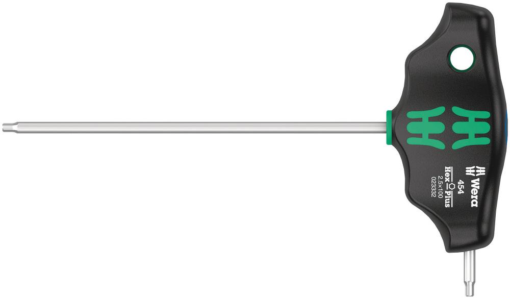 Отвёртка с внешним шестигранником 2.5 x 100 мм с Т-образной рукояткой с дополнительным коротким рабочим концом Hex-Plus серия 454 Wera WE-023332