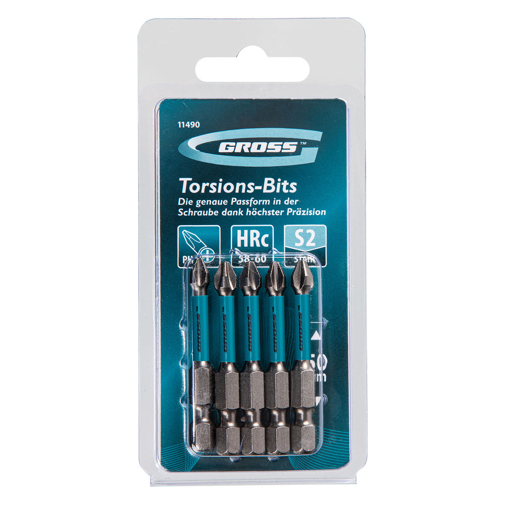 Бита торсионная PH2 x 50 мм, для ударных шуруповертов, 5 шт. Gross (11490)