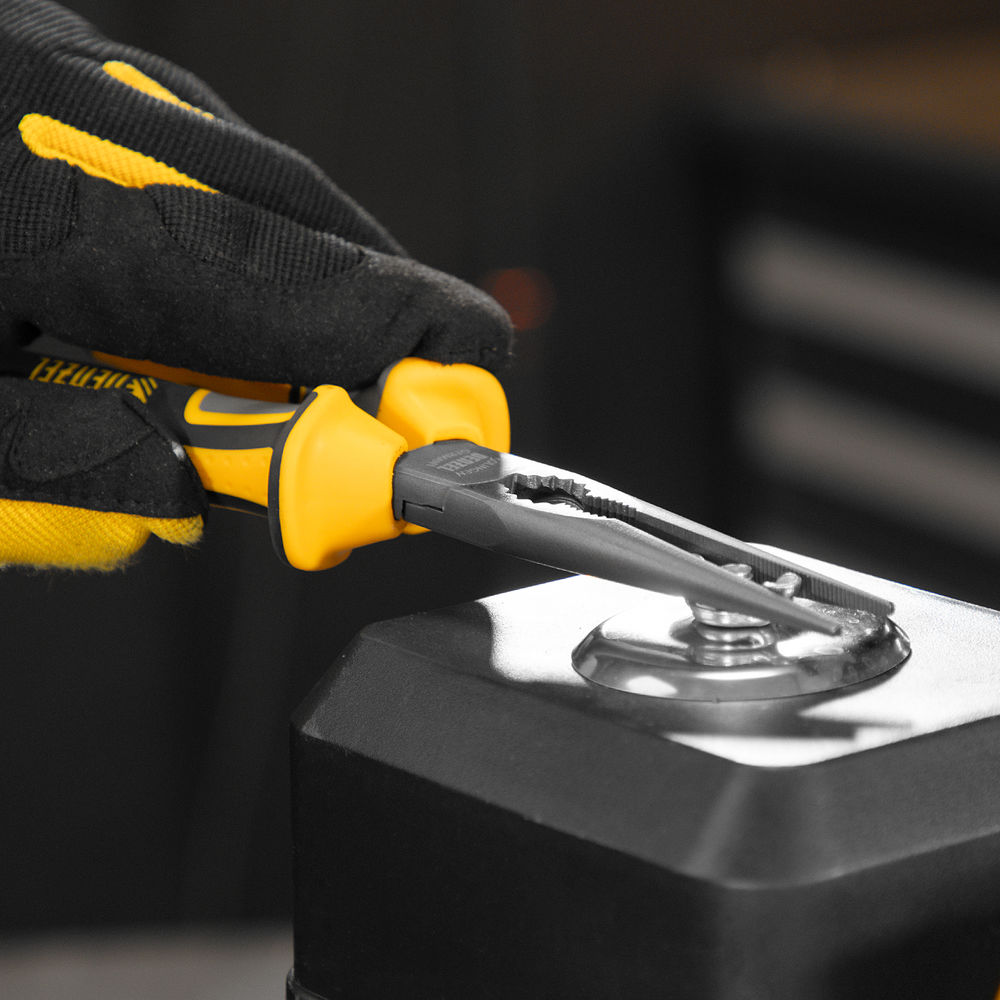 Длинногубцы прямые 205 мм, трехкомпонентные рукоятки Denzel (17302)