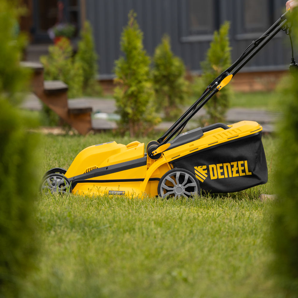 Газонокосилка электрическая GMC-2000, шир. 44см, 2000 Вт, 6 уров., травосб. 45 л Denzel (96630)