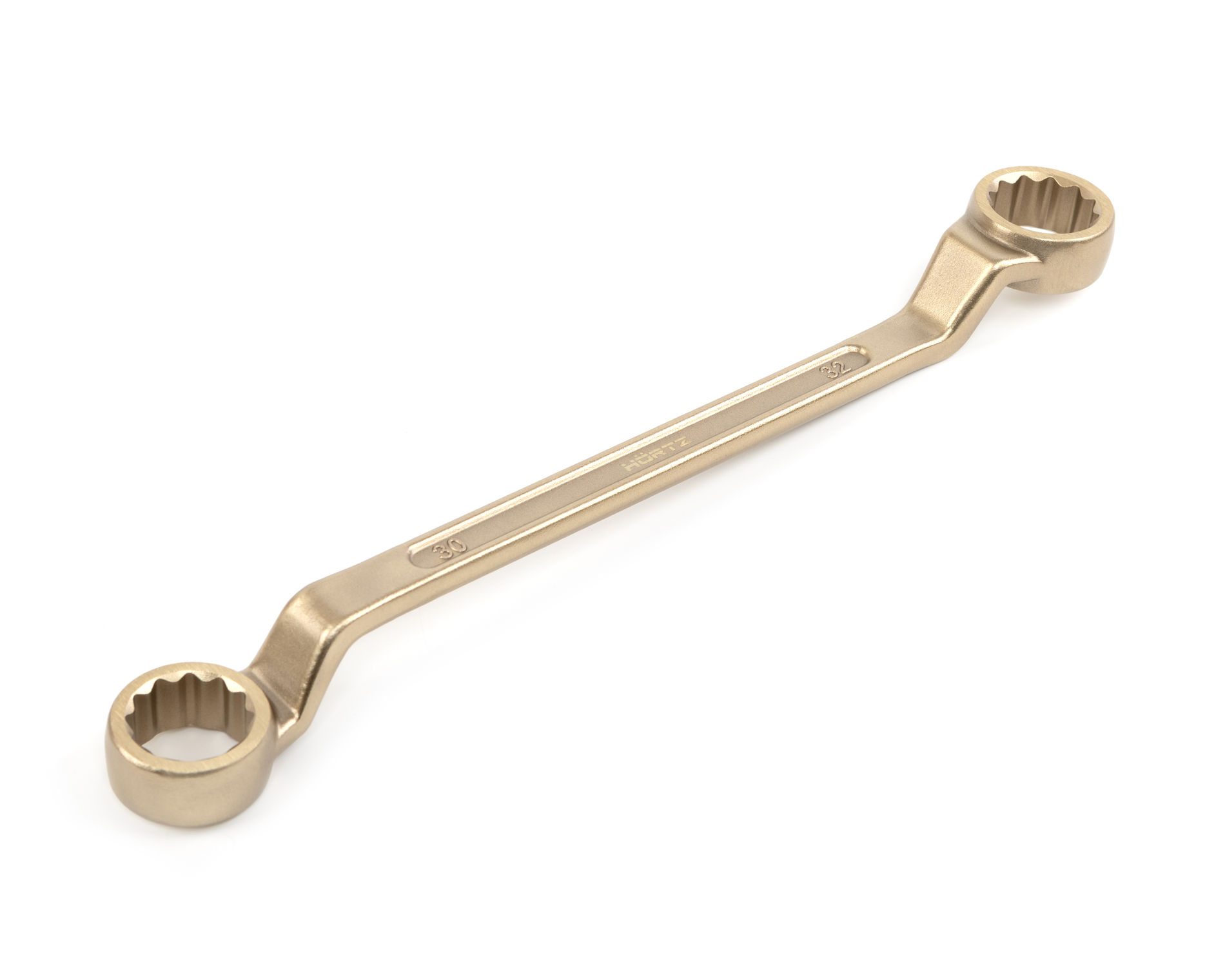 Ключ гаечный накидной двусторонний коленчатый 30х32 искробезопасный сплав AlCu 151-3032, HORTZ