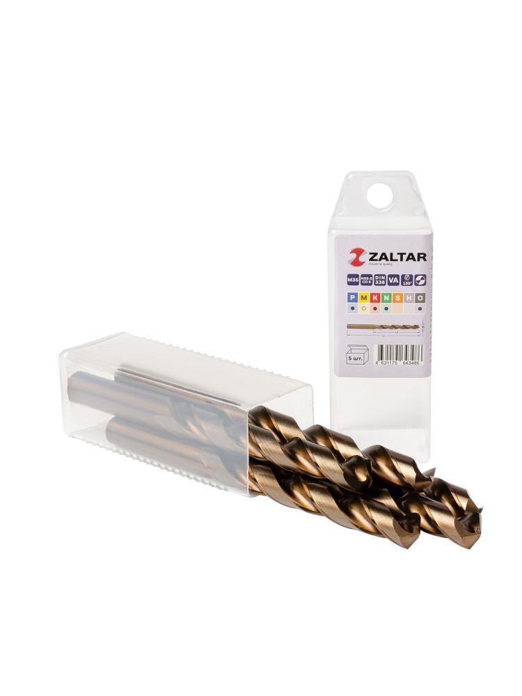 Комплект свёрл по металлу индустриальных, 5 шт, DIN 338, HSS-E Co5, Тип VA, 5xD, O12.50 мм (ZA-74125-S5)