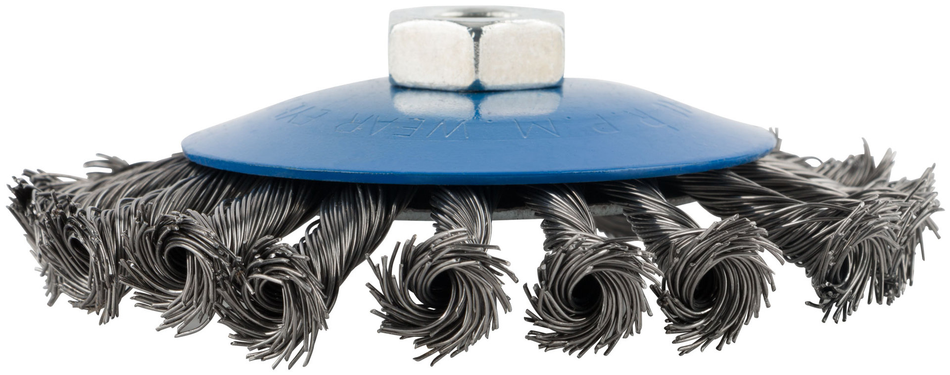 Корщетка, тип колесо с наклоном, гайка М14, стальная витая проволока 115 мм (38937М)