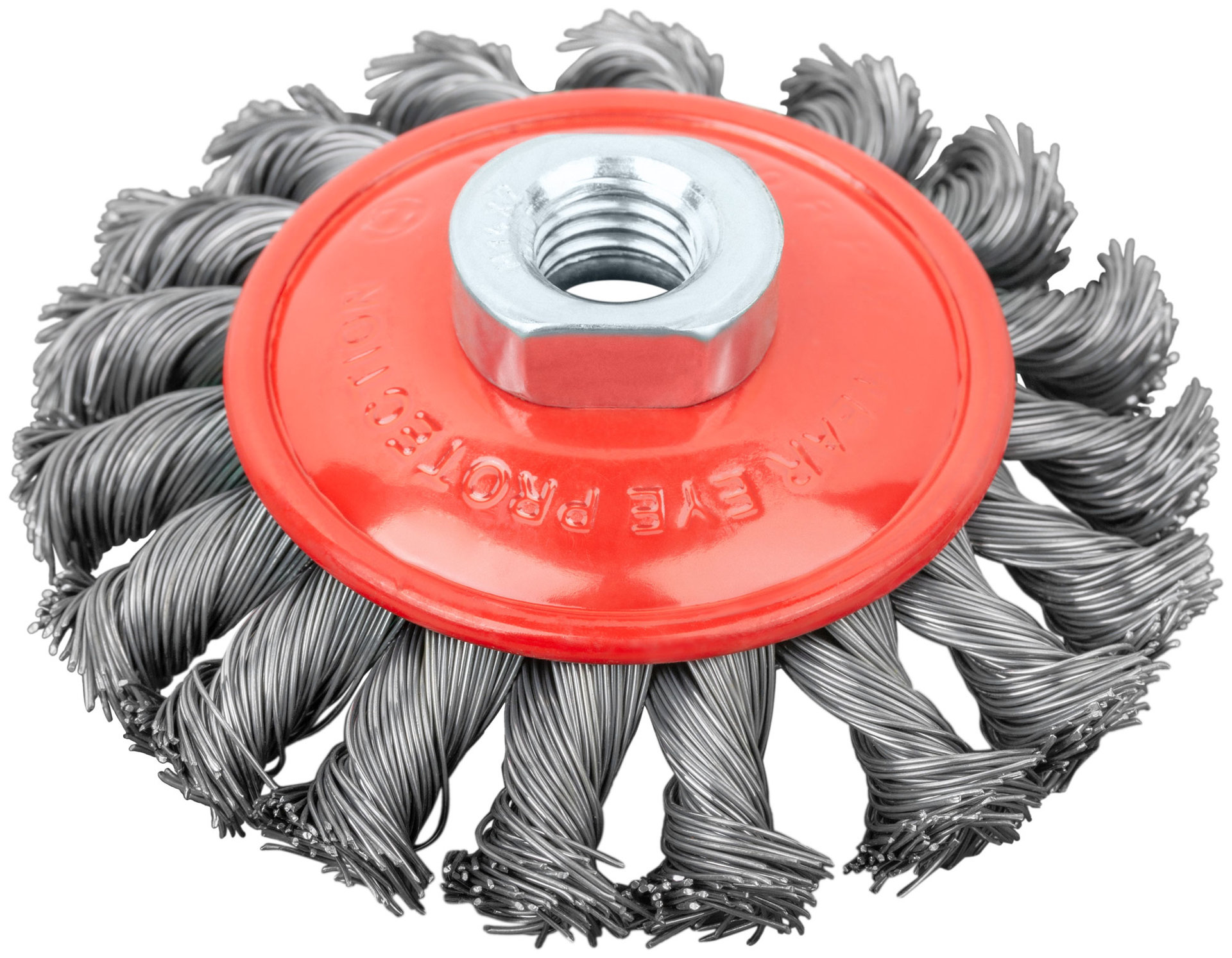 Корщетка-колесо с наклоном, гайка М14, стальная витая проволока 100 мм (39114)