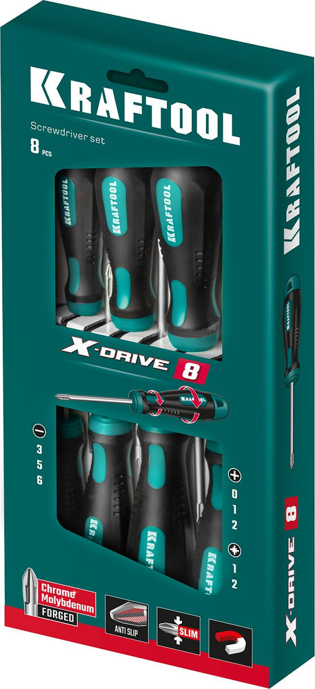 Набор отверток Х-Drive-8, 8 шт KRAFTOOL 250081-H8