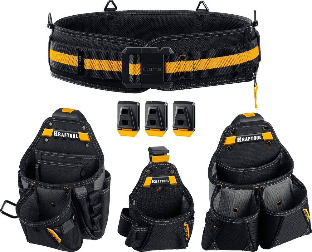 Пояс монтажника в комплекте: пояс монтажника и 3 сумки KBS-4 KRAFTOOL 38760-4